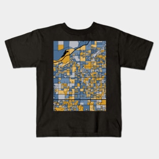 Mesa Map Pattern in Blue & Gold Kids T-Shirt